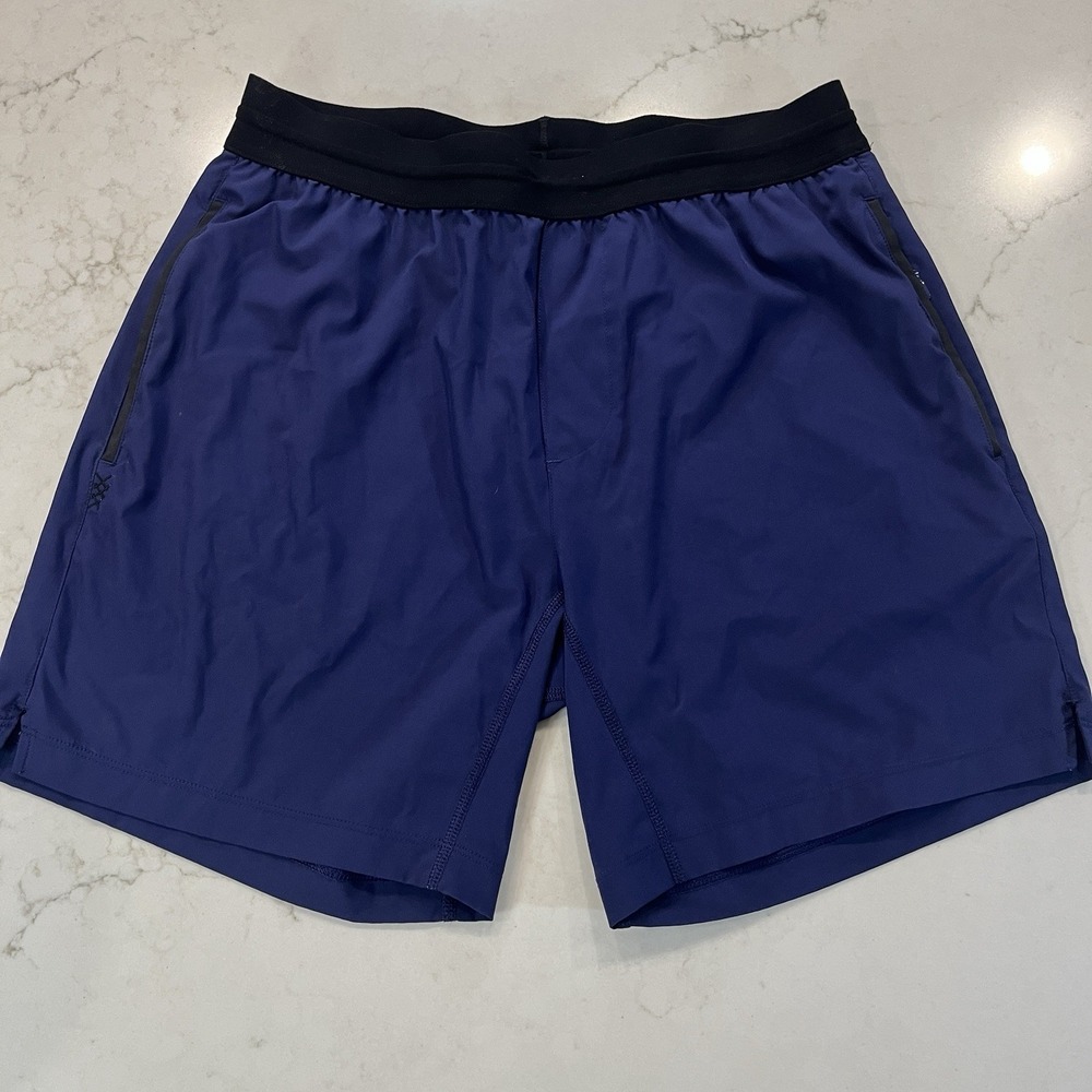 Rhone Mako Tech Shorts Mens M x‎ 7" Purple Blue Athletic Unlined Gym Run Stretch